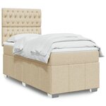 vidaXL Sommier à lattes de lit avec matelas Crème 90x200 cm Tissu