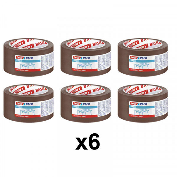 Lot de 6 rubans emballage tesa basic 66m x 50mm