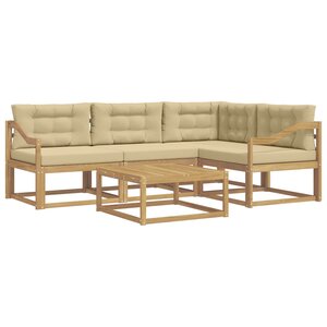 vidaXL Ensemble de canapés d'extérieur 5 pc Blanc et Beige Polyester