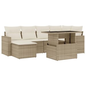 vidaXL Salon de jardin avec coussins 7 Pièces beige résine tressée