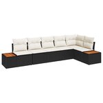 vidaXL Ensemble de canapé de jardin avec coussin 6 Pièces Noir Poly rotin