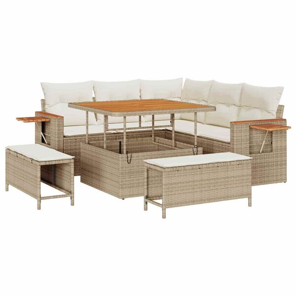 vidaXL Ensemble de canapé de jardin avec coussin 8 Pièces Beige et crème