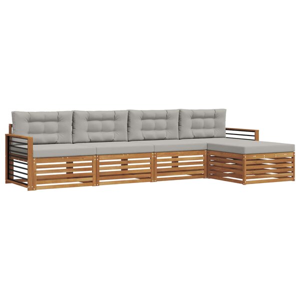 vidaXL Ensemble de canapés d'extérieur 5 pc Gris Naturel et Clair