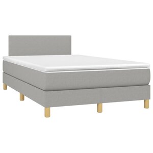 vidaXL Sommier à lattes de lit et matelas gris clair 120x190 cm tissu
