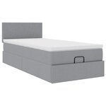 vidaXL Lit ottoman avec matelas gris clair 90x200 cm tissu