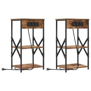 vidaXL Cabinet de chevet avec étagère 2 Pièces Chêne fumé 41 x 31 x 76 cm