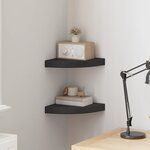 vidaXL Étagères d'angle flottantes 2 Pièces noir 25x25x3 8 cm MDF
