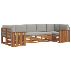 vidaXL Ensemble de canapés d'extérieur 7 pc Gris Naturel et Clair