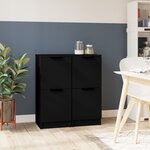 vidaXL Buffets 2 Pièces noir 30x30x70 cm bois d'ingénierie