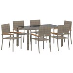 Ensemble de salle à manger de jardin vidaXL 7 pièces Gris Poly Rotin