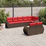 vidaXL Salon de jardin 8 Pièces avec coussins marron résine tressée