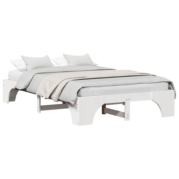 vidaXL Cadre de lit Blanc 140 x 190 cm Pin massif