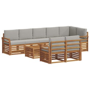 vidaXL Ensemble de canapés d'extérieur 9 pc Gris Naturel et Clair