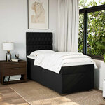 vidaXL Sommier à lattes de lit avec matelas Noir 100x200 cm Tissu