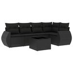 vidaXL Salon de jardin 6 Pièces avec coussins noir résine tressée
