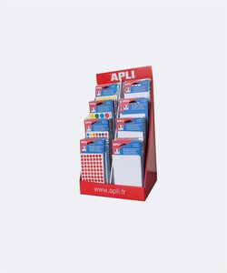 Présentoir de 160 pochettes étiquettes blanches et couleurs agipa