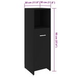 vidaXL Armoire de salle de bain Noir 30x30x95 cm Bois d'ingénierie