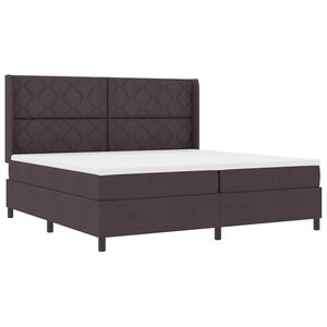 vidaXL Lit à ressort LED avec matelas Marron foncé 200 x 200 cm tissu