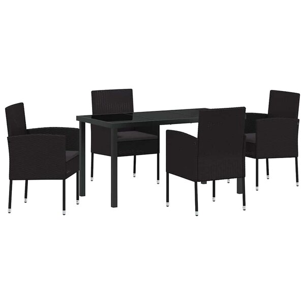 vidaXL Ensemble de salle à manger pour jardin 5 Pièces Noir polyrotin