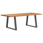 vidaXL Table à manger avec bord naturel 220x100x74cm bois massif chêne