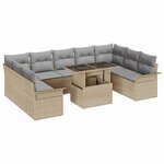 vidaXL Ensemble de canapé de jardin 10 Pièces Beige Poly Rattan