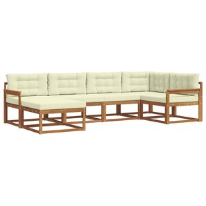 vidaXL Ensemble de canapés d'extérieur 6 pc Naturel et Crème