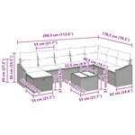 vidaXL Set de canapé de jardin de 9 pièces avec coussins en rattan poly gris clair