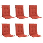 vidaXL Coussins de chaise à dossier bas lot de 6 rouge mélangé tissu