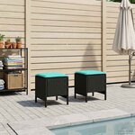 vidaXL 2 pc Pouf de Jardin Rotin PE Noir et turquoise