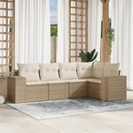 vidaXL Salon de jardin avec coussins 5 Pièces beige résine tressée