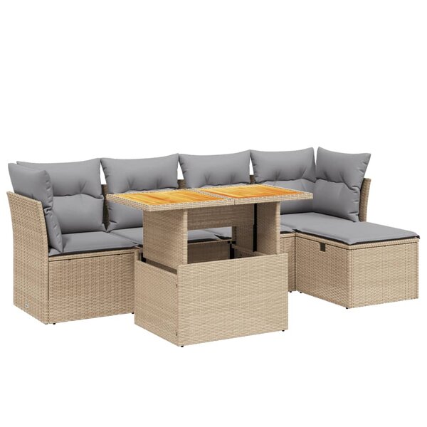 vidaXL Salon de jardin avec coussins 6 Pièces beige résine tressée