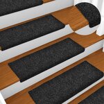 vidaXL Tapis d'escalier autocollants 30 pièces 65 x 21 x 4 cm Noir Bord rectangulaire
