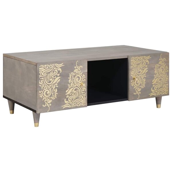 vidaXL Table basse Gris 100 x 54 x 40 cm bois de manguier massif