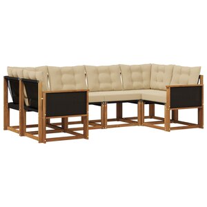 vidaXL Ensemble de canapés d'extérieur 6 pc Naturel et Beige