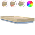 vidaXL Cadre de lit avec lumières LED chêne sonoma 100x200 cm