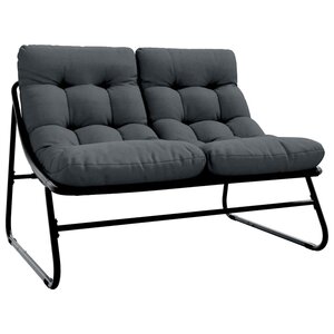 vidaXL Mobilier de jardin avec coussin Noir 110 x 80 x 71cm Métal