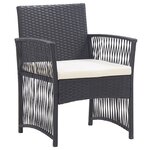vidaXL Fauteuils de jardin avec coussins lot de 2 Noir Résine tressée