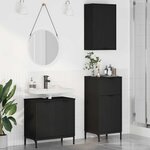 vidaXL Ensemble de mobilier de salle de bain avec tiroir 3 Pièces Noir