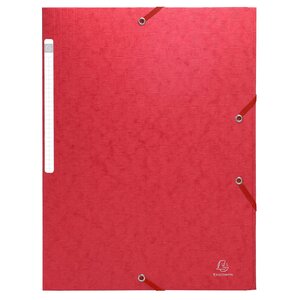Chemises À Élastiques Carte Lustrée 3 Rabats Monobloc - Rouge - X 50 - Exacompta