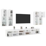 vidaXL Ensemble de meubles TV muraux 7 Pièces avec lumières LED blanc