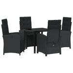 vidaXL Ensemble de salle à manger de jardin 5 pièces avec coussins en poly rotin noir