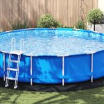 vidaXL Tapis de sol de piscine Noir Ø 550 cm - en tissu non tissé  ronde.