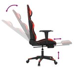 vidaXL Chaise de jeu avec repose-pied Noir et rouge Similicuir