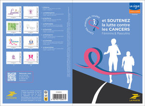 Collector 8 timbres - Courez, marchez, roulez et soutenez la lutte contre les cancers féminins et masculins - Lettre Verte