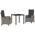 vidaXL Ensemble de salle à manger de jardin 3 pièces avec coussins gris poly rattan
