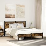 vidaXL Cadre de lit en métal sans matelas chêne fumé 150x200 cm