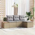 vidaXL Ensemble canapé de jardin 4 pièces avec coussins beiges en poly rotin
