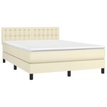 vidaXL Sommier à lattes de lit avec matelas Crème 140x190cm Similicuir
