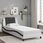 vidaXL Cadre de lit avec lumières LED blanc noir 90x200 cm similicuir