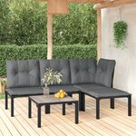 vidaXL Salon de jardin 5 Pièces noir et gris résine tressée